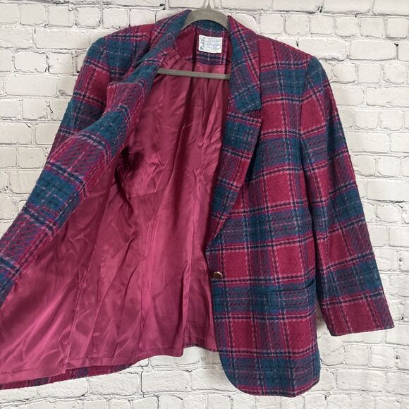 Pendleton Blazer Jacket Virgin Wool Multi Tartan Plaid Size 16W Academia VTG Y2K - Picture 2 of 10